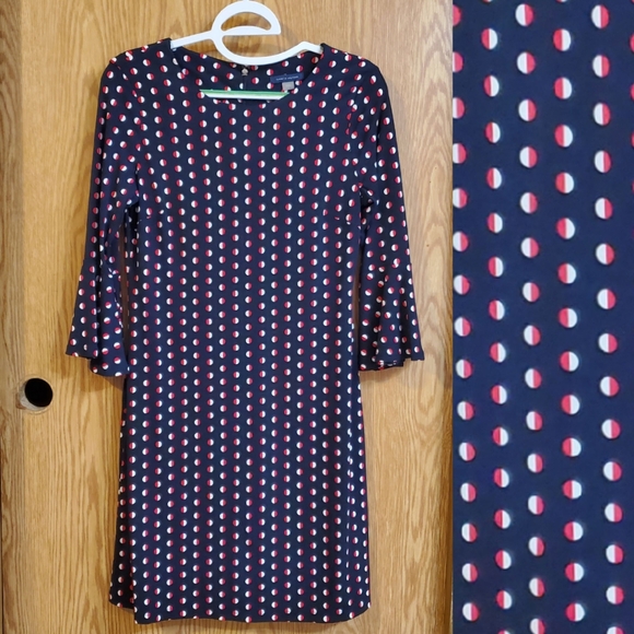 Tommy Hilfiger polka-dot shift dress blue red and white stretch polyester size 4 - Picture 1 of 10